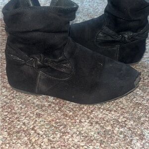Girls Black Suede Ankle Boots